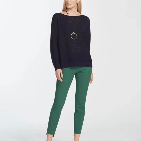 NWT LAFAYETTE 148 BI-STRETCH STEP HEM MANHATTAN PANT ELM GREEN SIZE 6 - $398 - Picture 1 of 7